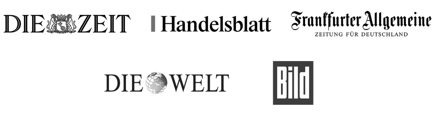 Die Zeit, Handelsblatt, Frankfurter Allgemeine, Die Welt, Bild